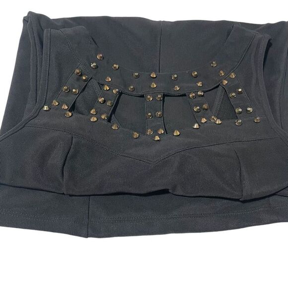 Charlotte Russe Wombs Black Dress W/ gold studs. Size large - Picture 13 of 15